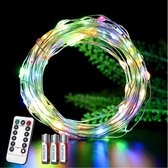 Ariko 100 led 10 meter RGB kleuren kerstverlichting op batterijen en afstandsbediening, inclusief 3 stuks Philips batterijen