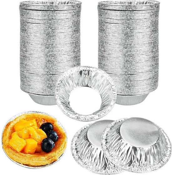 PigMig - Moules tartelette en aluminium jetable ronds 7cm (100 pcs) - Plats  à tarte