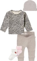 Noppies SET(5delig) Broekje Naura Taupe en Shirt Yasumi met mutsje en sokjes - Maat 44