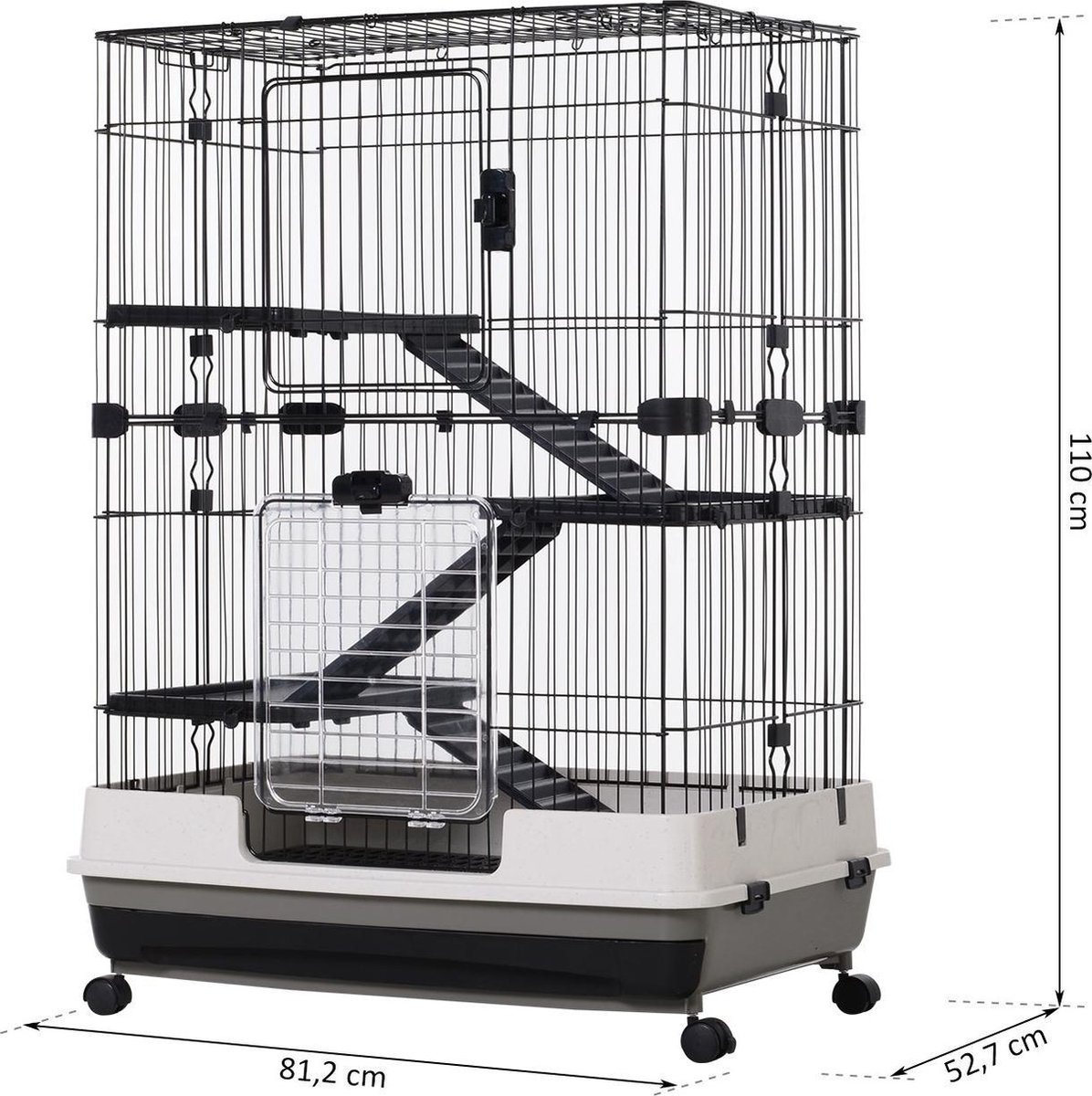 Spacieuse Animal Cage L81,2 x L52,7 x H110 cm - cage lapin - cage cochon  d'inde 