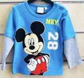 Mickey Mouse shirt - blauw - 100% katoen - Disney longsleeve - maat 62/68