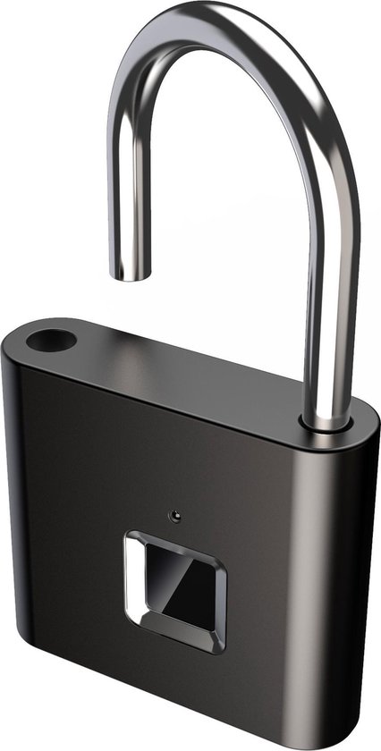Idonic Biometrisch Hangslot Zwart - Ontgrendel met vingerafdruk - Outdoor & Indoor - IP67 waterdicht - Fitness slot - Idonic