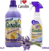 Carolin Marseillezeep Lavendel natuurlijke huishoudelijke vloer-reiniger 1Lit. | 650ml ontvetten spray. Waar voor geld