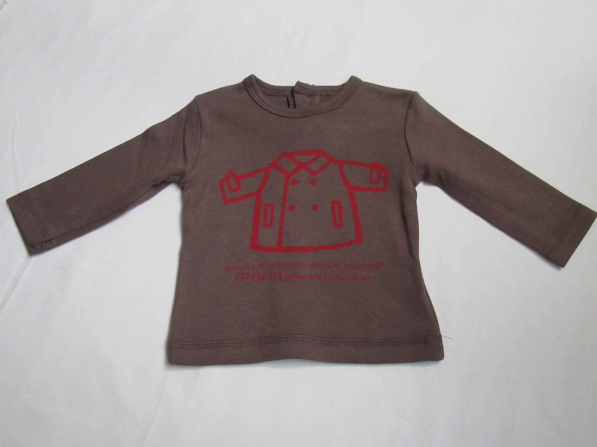 Petit bateau , jongens, t-shirt lange mouw , bruin , 6 maand 67