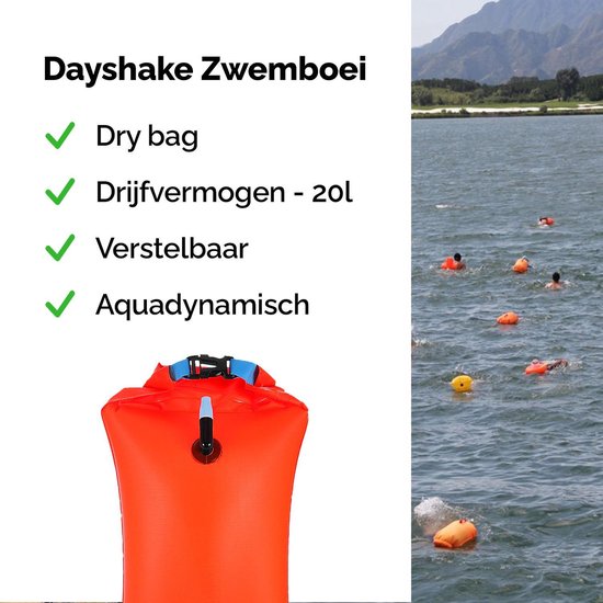 Dayshake Zwemboei voor Openwaterzwemmen - 20 liter - Inclusief Drybag - Open Water Reddingsboei - Dayshake