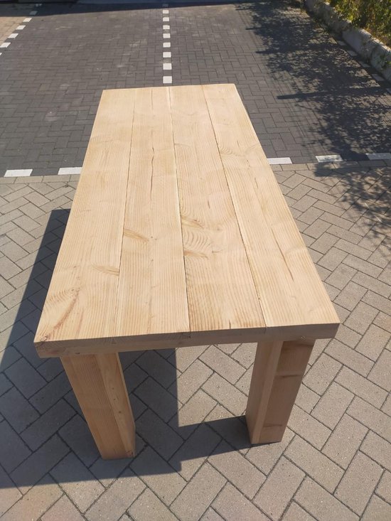 Tafel "Blokpoot" van Douglas hout 96x250cm 8 tot 10 persoons tafel