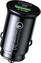 Dual USB (type A en C) Qualcomm 3.0 Snellader Auto - 40W - Met LED - Mini Formaat - 2 poorten Duo Lader - 12 Volt - Quick Charge - Micro - Autolader - Usb Plug - Sigarettenaansteke