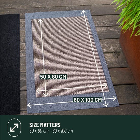 Antislip Deurmat Buiten Studio M - OUTDOOR - Buitenmat - 50x80cm - Zwart - Antraciet - All-Weather Deurmat - Droogloopmat Buiten - UV-/Chloor-/Zoutwaterbestendig - Geschikt voor aan Buitendeur, Zwembad, Sauna, Buitendouche, BBQ, Camping