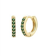 Oorbellen dames | oorringen dames | groene Zirkonia oorbellen | goudkleurig | 925 zilver oorbellen | cadeau voor vrouwen | valentijn cadeautje voor haar