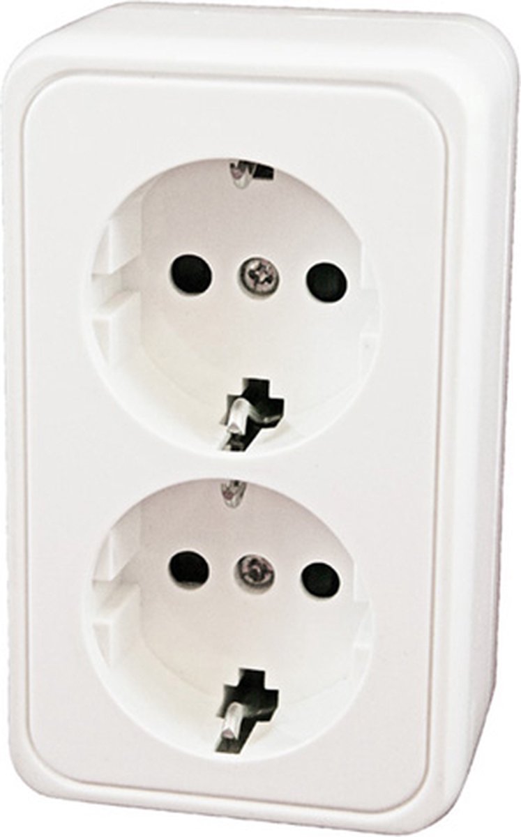 Contactdoos opbouw (Dubbel-met randaarde)
