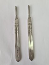 Belux Surgical /2 Stk Meshouder - Scalpel - Bistouri - Nr. 4 - RVS - voor mesjes Nr. 20 - 21 - 22 - 23 - 24
