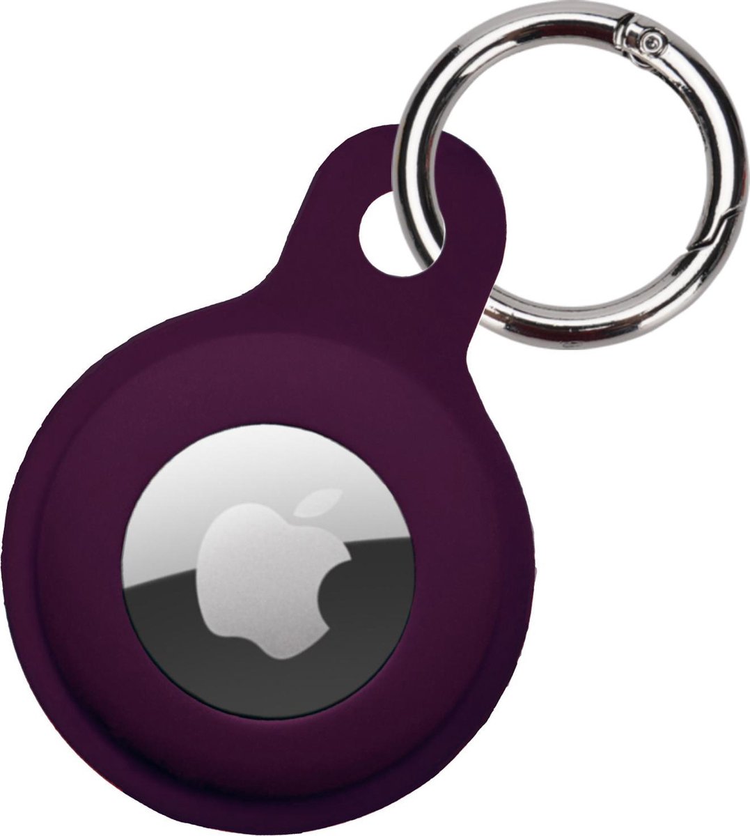 Hoesje Geschikt voor Apple AirTag Hoesje Sleutelhanger Houder - Siliconen Hoesje Geschikt voor Apple AirTag Hoesje - Aubergine