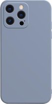 Effen kleur kubus rechte rand vloeibare siliconen voering flanellen hoes voor iPhone 13 Pro (blauw)