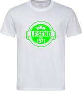 Wit T-Shirt met “ Legend sinds 1971 “ print Groen  Size M