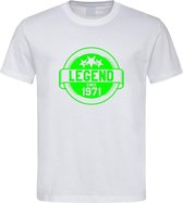 Wit T-Shirt met “ Legend sinds 1971 “ print Groen  Size XXXXL