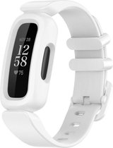 Siliconen Smartwatch bandje - Geschikt voor Fitbit Ace 3 siliconen bandje - voor kids - wit - Strap-it Horlogeband / Polsband / Armband