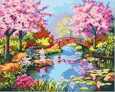 Paint By Numbers - Schilderen op Nummer - Brug aan Rivier in Park - 50x40cm - Volwassenen & Kinderen - Stipco