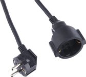 Veiligheidscontactverlenging - 5 m kabel - IP20 interieur / verlengkabel met kinderbeveiliging / Schuko-verlenging / zwart - kunststof buis -