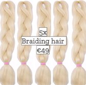 Braiding Hair Braids Hair vlechthaar vlechtharen 5 pakken Tangle Free Licht blond #613