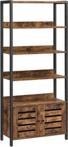 MIRA Home - Boekenkast - Opbergkast met 5 planken - Industrieel - Hout - Metaal - Bruin - Zwart - 64x28,6x147,3