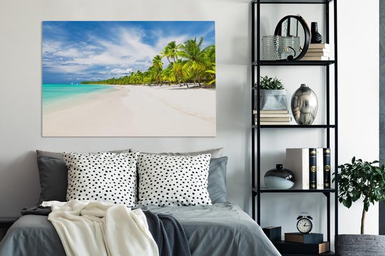 Peintures sur Toile Plage - Mer - Palmiers - 120x80 cm - Décoration murale