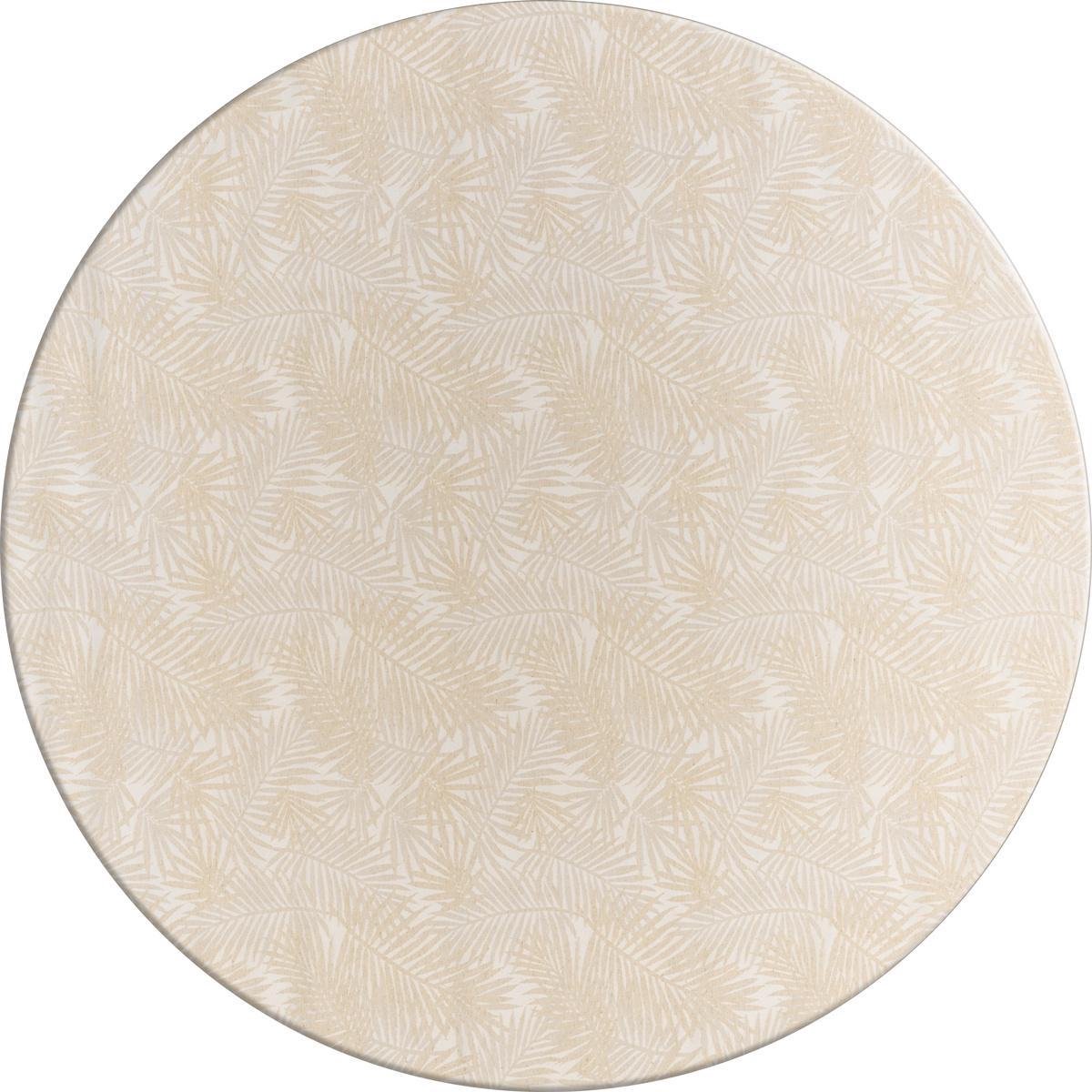 MixMamas Rond Tafelkleed Gecoat Jacquard - Ø 180 cm - Palm Leaves- Beige