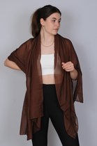 LILLA - Bruine zijden omslagdoek dames - shawl - zomersjaal