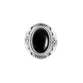Tiaret | Ring 925 zilver met zwarte onyx edelsteen | edelstenen sieraden | dames ringen zilver | Maat 16