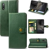Voor Sony Xperia ACE II Effen Kleur Lederen Gesp Telefoon Case met Lanyard & Fotolijst & Kaartsleuf & Portemonnee & Stand Functie (Groen)