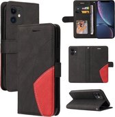 Dual-color splitsen horizontale flip PU lederen tas met houder & kaartsleuven & portemonnee voor iPhone 11 (zwart)