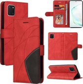 Voor Samsung Galaxy Note10 Lite/A81 Dual-color Splicing Horizontale Flip PU Lederen Case met Houder & Kaartsleuven & Portemonnee (Rood)