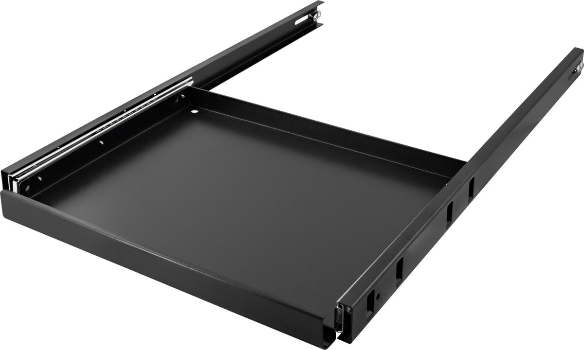 Basic 19-KB96, 1U Uitschuifbaar toetsenboard legbord 19 inch, voor serverkasten van 1000mm diepte, max 20kg, zwart