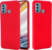 Voor Motorola Moto G60 Effen Kleur Vloeibare Siliconen Dropproof Volledige Dekking Beschermhoes (Rood)