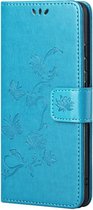 Bloemen Book Case - Nokia G10 / G20 Hoesje - Blauw
