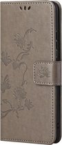 Bloemen Book Case - Xiaomi Redmi Note 10 5G Hoesje - Grijs