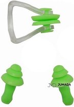 Jumada's Zwemoordoppen met Neusklem - Oordoppen - Unisex - One Size - Groen