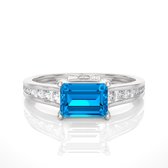 14K Gold Ring, Natural Round Brilliant Cut Diamonds G-H Color I1 Clarity and available in Blue Topaz or Rhodolite Gemstones with a total stone weight of 1.01ct