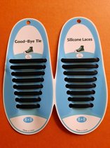 Volwassen elastische siliconen veters - ZWART - schoenveters