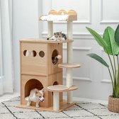 Huisdier Katten Boomhut -Krabpaal -Entertainment Speeltuin -Cat's Activity Center- met dubbele condos-Kat speelgoed - voor katten - AMT0071BG