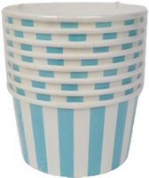 Snoep bakjes - Traktatie - Feest - Party - Verjaardag - Blauw / Wit  - Papier - 8 stuks - laag model