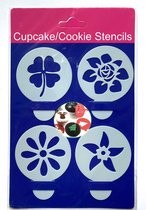Cupcake Cookie Stencils Klaver, Bloemen 4 stuks