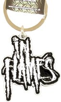 In Flames Metalen Die Cast Relief Logo Sleutelhanger Zilver/Zwart