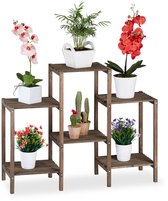 plantenrek staand - binnen - 6 etages - 70x89x27 cm - bruin