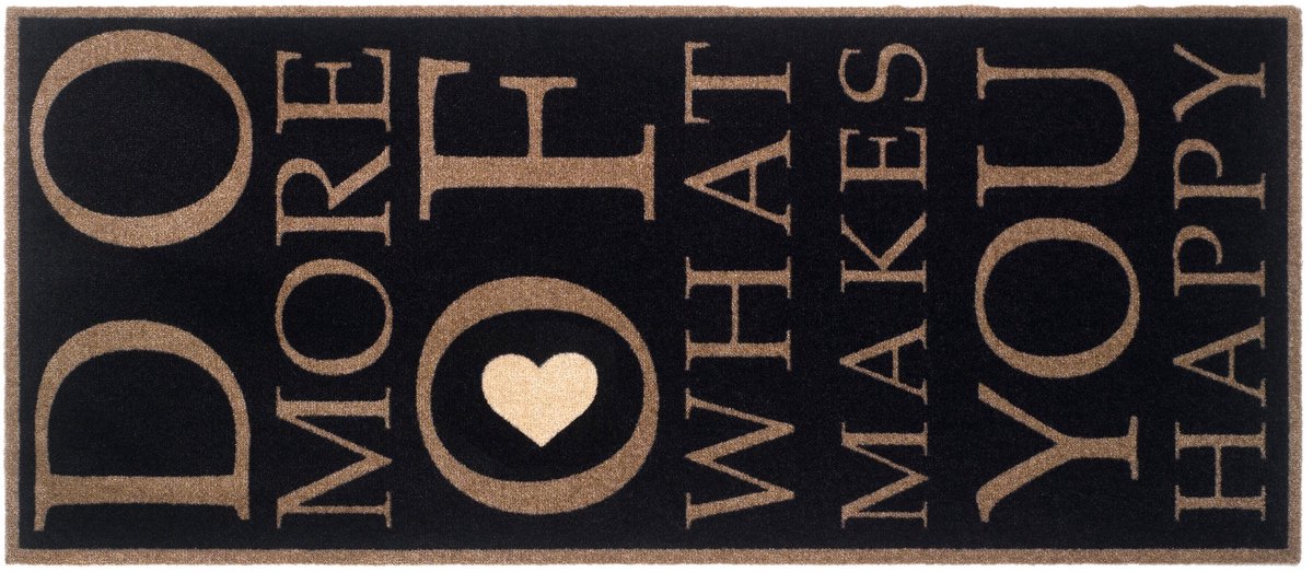 MD-Entree MD Entree - Design mat - Universal - Happy Heart - Vloerkleed - Antislip - Machine wasbaar - 67 x 150 cm Beige