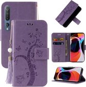 Voor Xiaomi Mi 10 Reliëf Lucky Tree Horizontale Flip Leather Case met Houder & Kaartsleuf & Portemonnee & Lanyard (Paars)