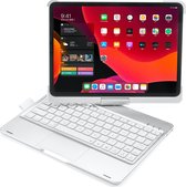 iPad Pro 11 (2018/2020) case - QWERTY - Bluetooth Toetsenbord hoes - 360 graden draaibaar - Met Toetsenbord verlichting en Touchpad - Zilver
