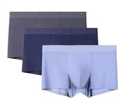 Heren Boxershorts Zijde - Grijs Donkerblauw Lichtblauw - 3XL