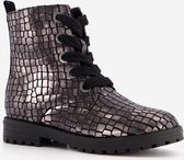 Blue Box meisjes croco veterboots - Grijs - Maat 29