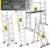 Steiger – Werkhoogte Max. 300 cm, maximale belasting 150 kg – Aluminium multifunctionele ladder, ladder, steiger, werksteiger, werkplatform, multifunctionele ladder, werkplatform