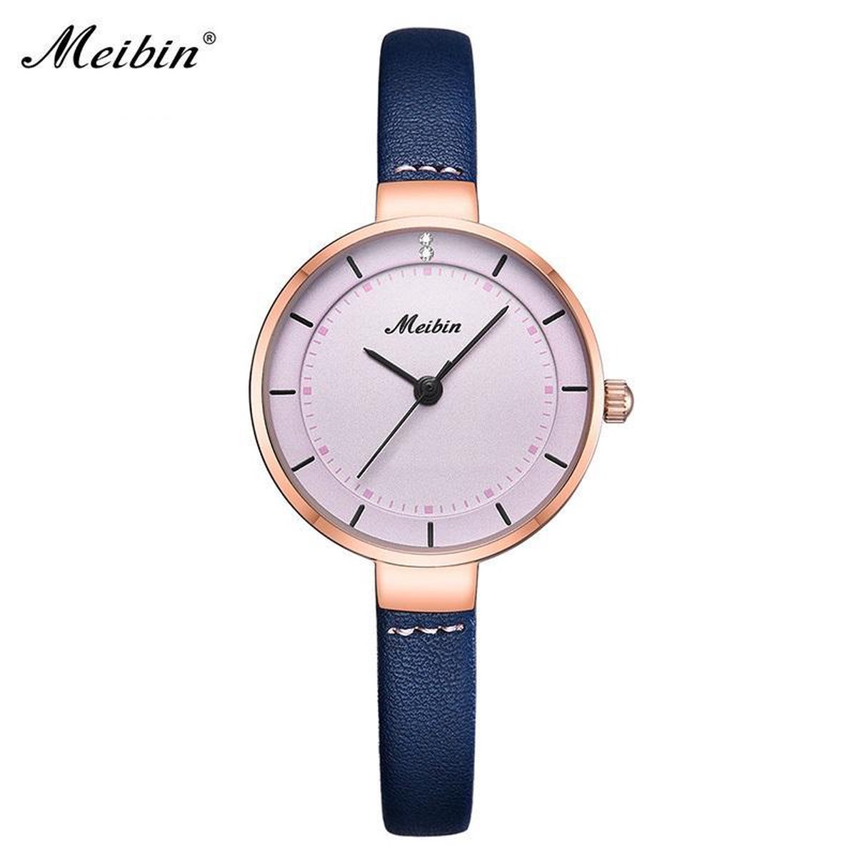 Longbo - Meibin - Dames Horloge - Blauw/Roze/Rosé - 28mm